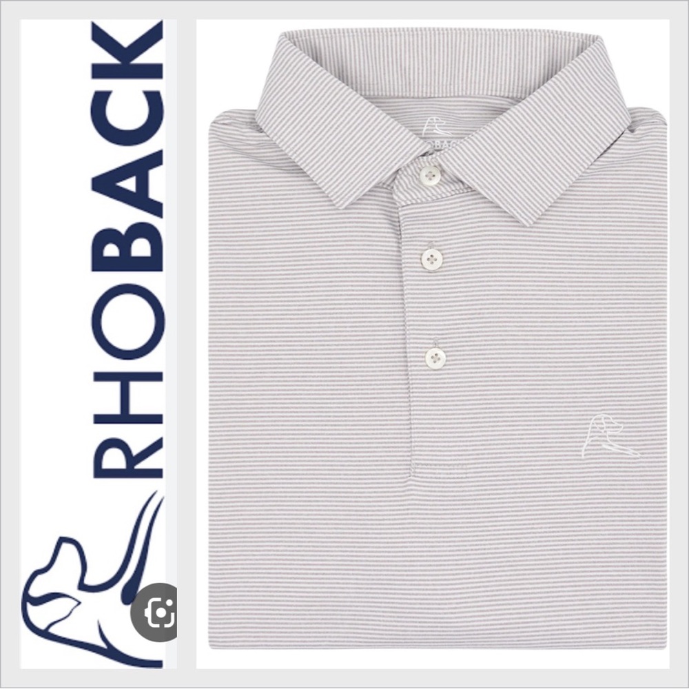 Rhoback Gray Striped Polo Shirt